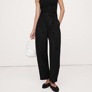 NWT Black sz 4L Banana Republic High-Rise Barrel Tencel-Linen Pant